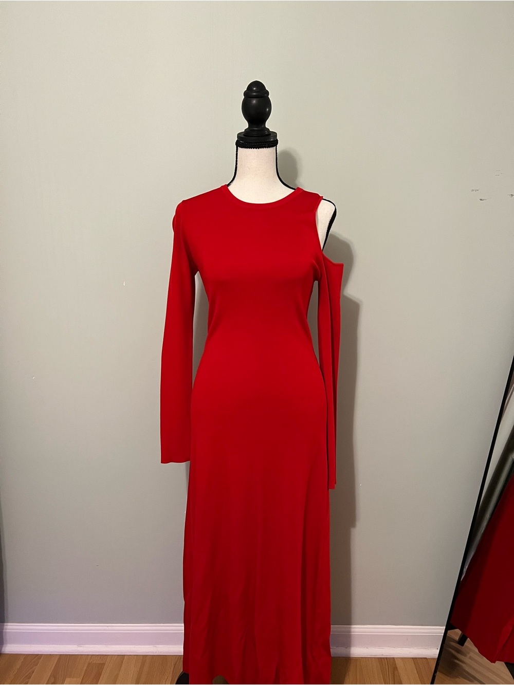 ZARA Red Long Sleeve Cutout Maxi Dress  XS